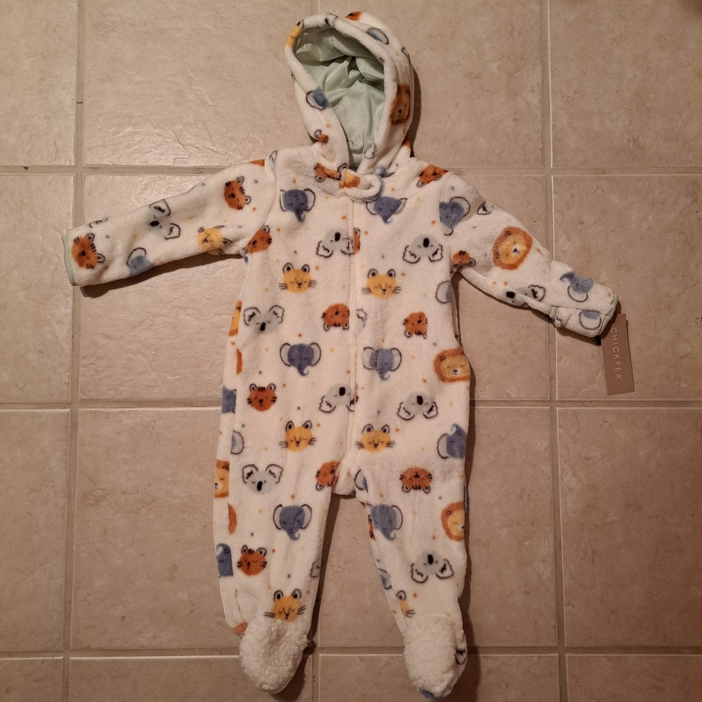 Animal Pattern One Piece Fleece Footie 6-9 Months